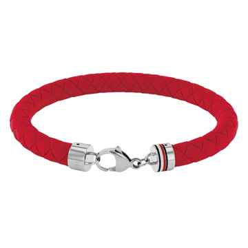Καουτσούκ βραχιόλι Tommy Hilfiger 2790556 σε κόκκινο χρώμα με ασημί κούμπωμα από ανοξείδωτο ατσάλι.